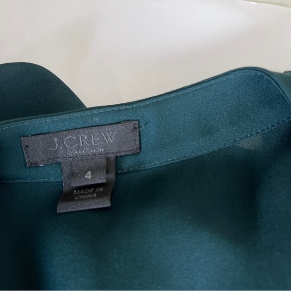 J. Crew Collection 100% Silk Chiffon Blouse – Teal Green – Size 4 - Picture 8 of 9